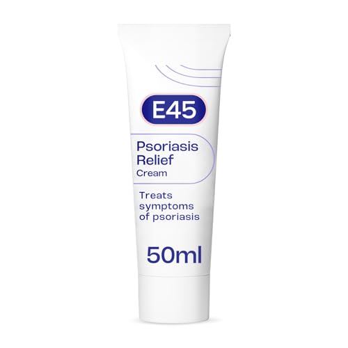 E45 Psoriasis Cream 50 ml Treatment for Psoriasis Symptoms to Reduce Scaling Itching Redness Roughness Dry Hard Skin Moisturising E45 Cream Relieve Irritated Skin