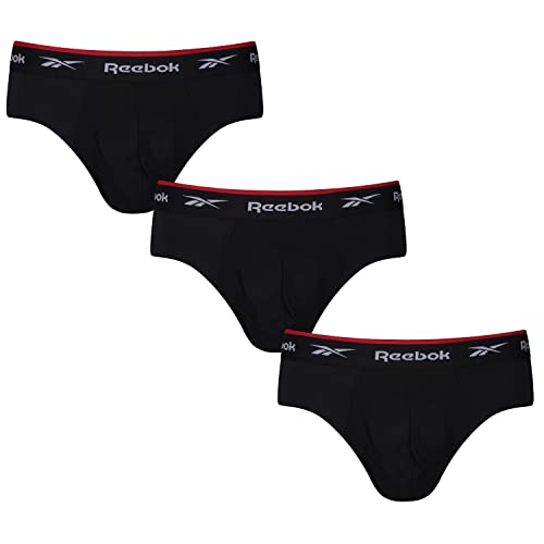 Reebok Hombres Calzoncillo Negro Paquete de 3 Medio