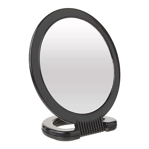 Diane Plastic Handheld Mirror – Magnifying 2-Sided Vanity Mirror with Folding Circle Handle and Stand for Hanging – Medium Size, 6”x 10” for Travel, Bathroom, Desk, Makeup, Beauty, Grooming, D1014