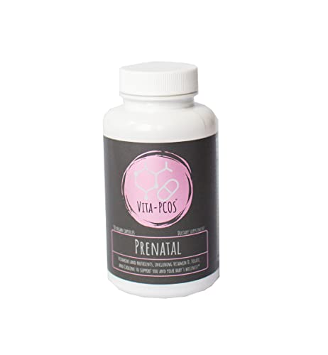 VITA-PCOS Vegan Prenatal Vitamin for Women PCOS Supplement | Natural Poly CS Support Vitamins with Folic Acid / Folate, Iron, Choline, and More | Gelatin Free | 90 Count Multivitamin Capsules