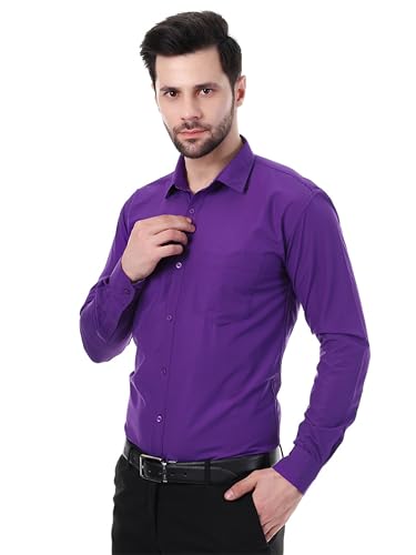 Image of XJARVIS Austin Men's Combed Cotton Shirt | Solid Plain Formal & Casual Shirt for Men | Regular Fit | Spread Collar | Full Sleeve | Office Wear Shirt with Pocket