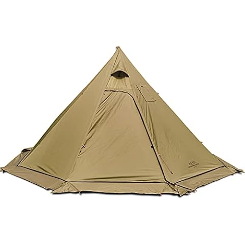 Preself 3 Person Lightweight Tipi Hot Tent with Fire Retardant Flue Pipes Window Teepee Tents for Family Team Outdoor Backpacking Camping Hiking (Khaki T2 Large) Cover
