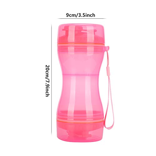 Elazaya 2 In 1 Portable Pet Water Bottle Food Cup Outdoor Pet Food Water Container Leak Proof For Pets Outdoor Walking, Hiking, Travel, Food Grade Plastic (Pink) #TOP7