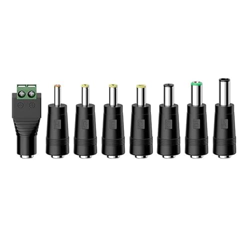 Tonton 8 in 1 Universal DC Netzteil Adapter, 5.5x2.1 mm Buchse auf Stecker DC Hohlstecker Adapter für Überwachungskamera, Router, Laptops und Notebooks, usw. Universal Netzteil Adapter, DC Anschluss