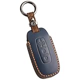 【smasol】新型 セレナ C28系 キーカバー 本革 日産 SERENA ROOX B4 後期型 スマートキーケース 両側スライド ドア キーシェル 2024年 最新 キーケース (本革 / 4ボタンA ブルー)