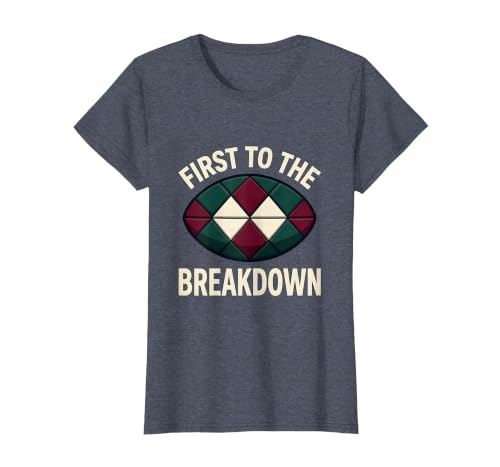 First to the Breakdown Rugby Graphic Design T-Shirt, Women, Heather Blue, 3X-Large