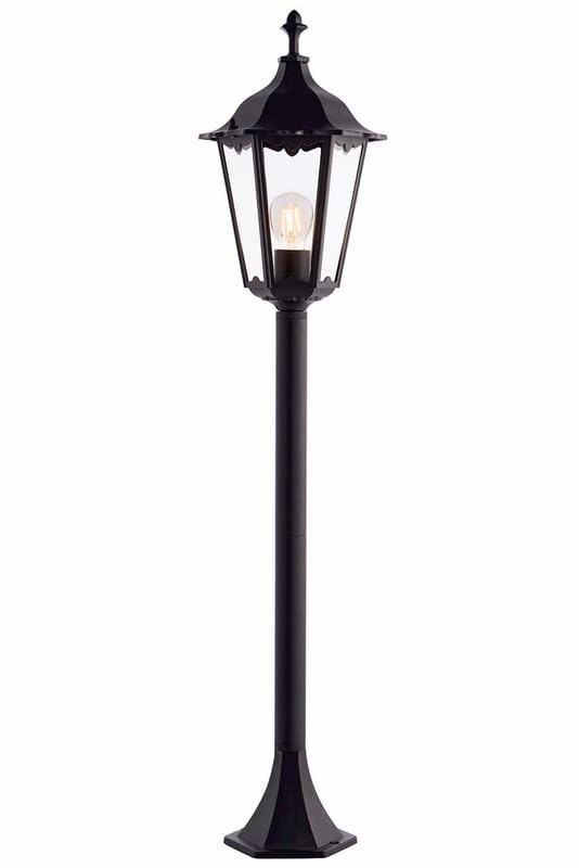 National Lighting Bowie Outdoor Bollard Light 60W E27 – Matt Black Die Cast Aluminium with Clear...
