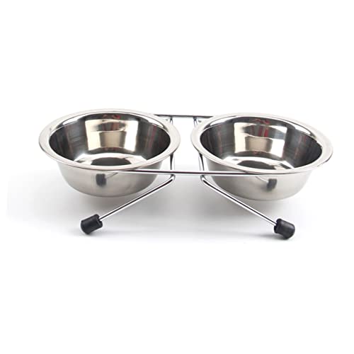 TOGEVAL Dual-use Pet Feeder Dog Water and Food Bowls Non-Slip Base Middle Size for Dogs