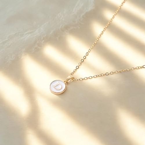 Image of Giftana Alphabet Locket with Chain, White Enamel Letter A-Z Pendant Necklace for Girls, Personalized Initial Name Gold Plated Pendant Necklace Gift for Girlfriend, Valentines Day Gifts for Woman