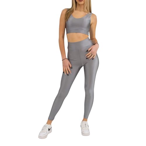 Legging uni taille haute argenté TRUEWEAR pour femme