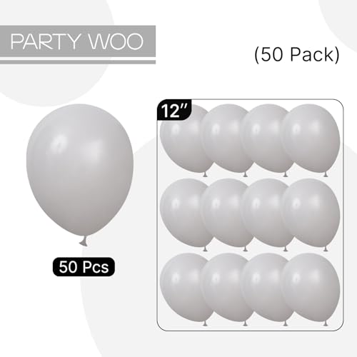 Image of PartyWoo Gray Balloons 50pcs Matte Grey Latex Helium Balloons 12 Inch