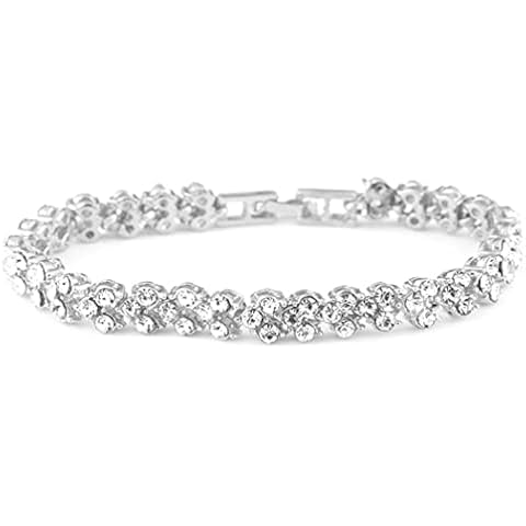 Chaioe Rhinestone Tennis Bracelet Silver Bangle Bracelets Wedding Crystal Hand Chain Jewelry Accessories for Women and Girls Cover