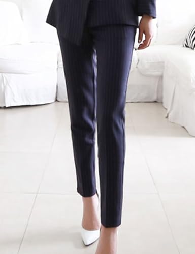 Women's Business Stripe Suit 2 Pieces Office Lady Slim Fit Jacket and Pants for Homecoming Banquet4