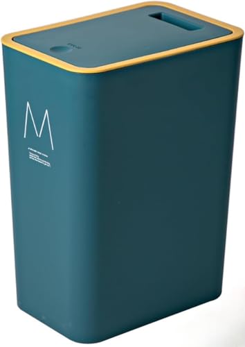 Oceanightおしゃれ ゴミ箱 15L/10L ふた付き ごみ袋見えない 分別対応 キッチン/リビング/洗面所/オフィス用 ホワイト プラスチック製 ダストボックス 省スペース インテリア対応 (グリーンですM,15L)