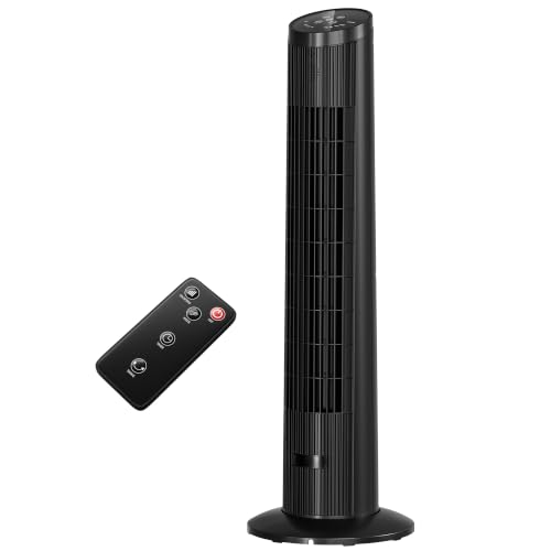 Image of Uthfy 31 inch Tower Fan for Bedroom, 15H Timer, 26ft /s Fans that Blow Cold Air | 120 Oscillating Standing Floor Fan, 3 Speeds, 3 Modes, Remote, 20dB Quiet Fan for Home, Office