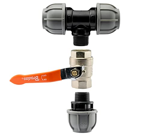 mdpe Water Pipe tee Junction with Full Flow Lever Valve (25mm mdpe) - Image 2