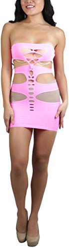Image of ToBeInStyle Women's Stretch See Through Fishnet Novelty Mini Rave Party Dress