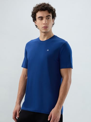 Image of Raymond Men Regular Fit Solid Pattern Pure Cotton Crew Neck Half Sleeve Casual T-Shirt