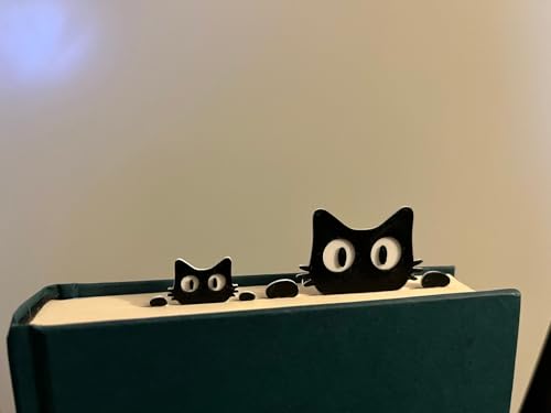 Image of Set of 6 Cute Cat Bookmarks for Cat Lovers - Peekaboo Black Cat Design with 3 Large & 3 Small Bookmarks | Fun Gift for Readers, Kids, Students | Eco-Friendly Bioplastic