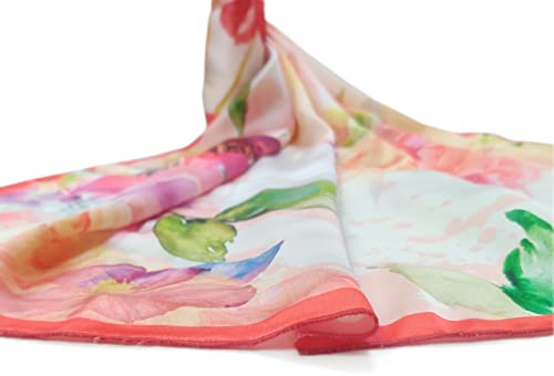 Image of Satin Silk Women's Large Square Floral Fashion Scarf | Soft satin silk neck scarf, head scarf, hair scarf, bandana, wrap, hijab, lightweight fashion accessory