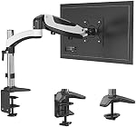 SHOPPINGALL Ressort à gaz simple entièrement réglable LCD Moniteur Support de montage de bureau avec bras pivotant pour moniteur 15"-32", les deux types de pince de bureau et de montage Grommet dans la boîte - SA-GM112D-White