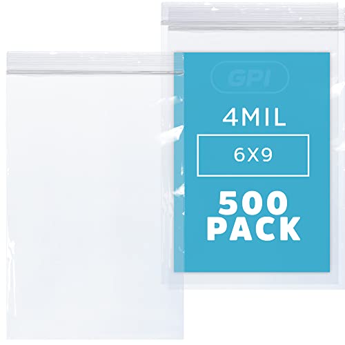 6 x 9 Heavy-Duty Zip Bags - 100 Count - Clear Plastic Reclosable Zipper Baggies 4 Mil Thick Freezer Storage Poly Bags with Resealable Zip Top Lock for Packaging Food Tools & Sharp Objects.