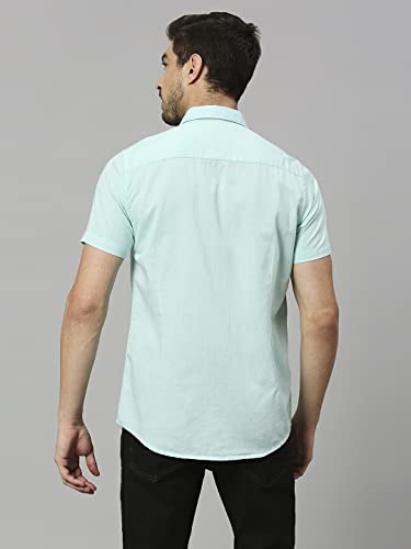 Image of Thomas Scott Men's | Solid | Half Sleeve | Slim Fit | Linen Blend | Spread Collar | Casual Shirt