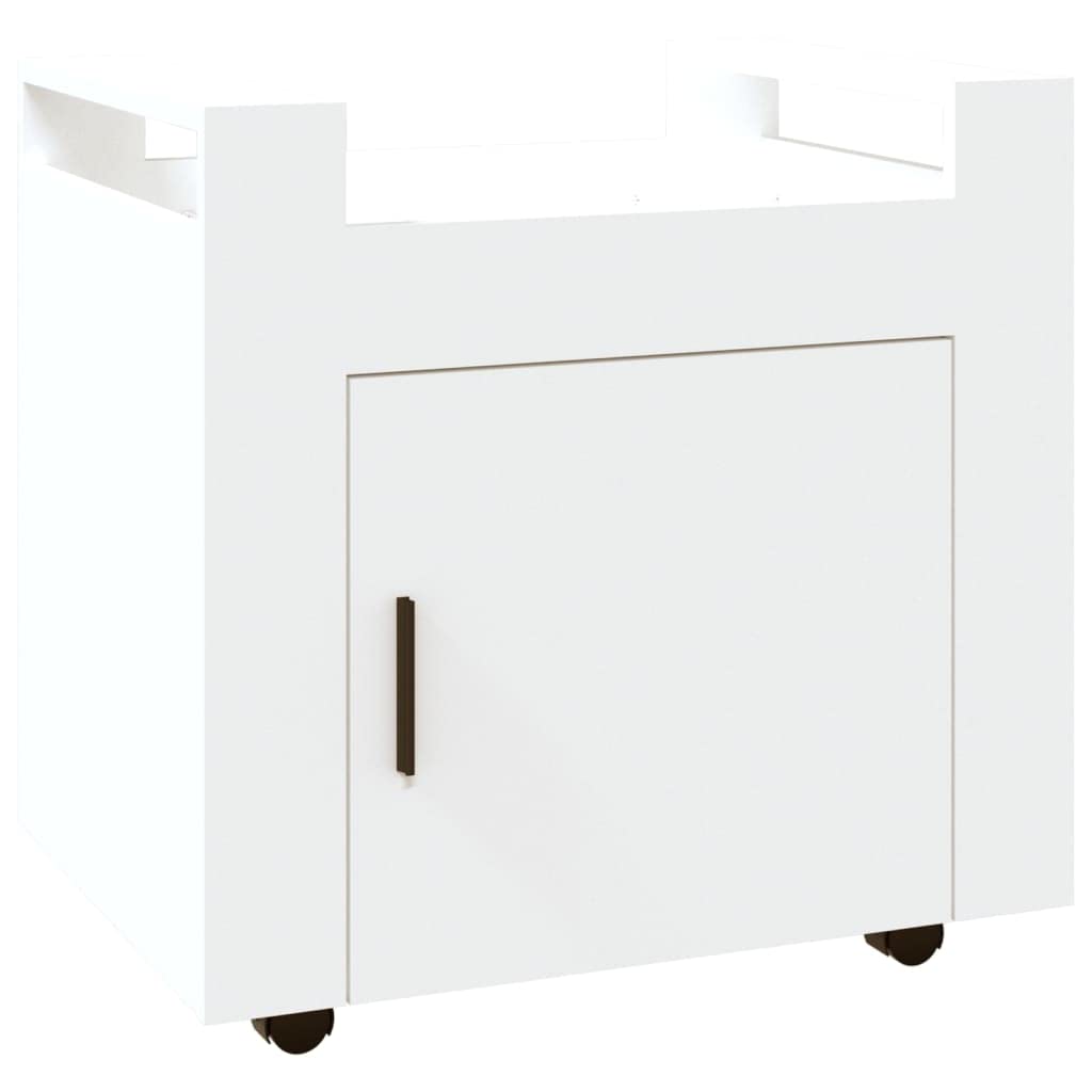 INLIFE Carro de oficina blanco, 60 x 45 x 60 cm, material de madera, blanco, 19,4 kg