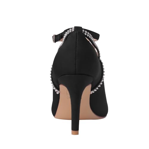 ERIJUNOR E3902 Women Comfortable Faux Suede Middle Heel Rhinestone Evening Prom Wedding Shoes4