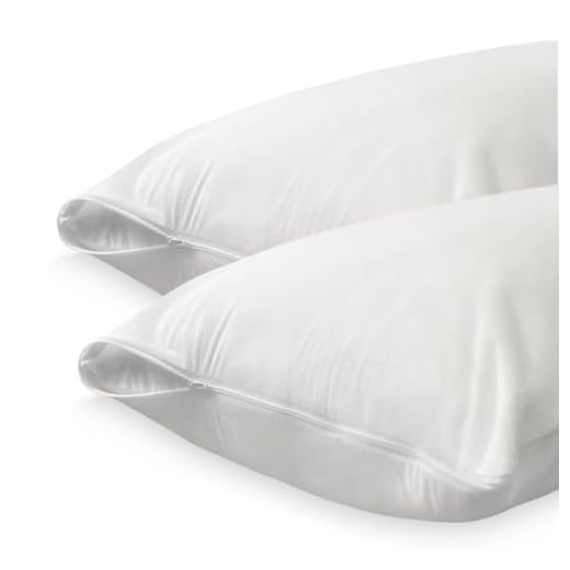 Duérmete Online - Pack 2 Unidades Funda Protectora para Almohada con Cremallera, Impermeable y Transpirable, Tacto Suave, Tejido Algodón Natural, Antiácaros y Antibacterias, Blanco, 75 x 40