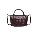 Fashion Woven Crossbody Bags for Women, Mini Shoulder Handbags Top Handle Square Purses with Adjustable Strap (Purple)