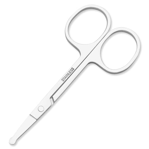 FEITA Mini Nose Hair Round Tip Scissors, Men's grooming Scissors All Purpose Facial safety Scissors Cute for Woman Eyebrow, Lash, Mustache, Pubic Hair