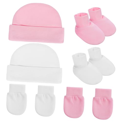 2Sets Winter Hat and Mitten Newborn Essentials for Soft Breathable for Comfort for Boy Girl Multi
