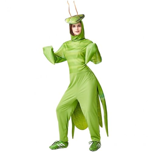 Muteitt Costume De Mante Religieuse pour Hommes Femmes, Déguisement Amusant D'insectes, Costume De Mante Religieuse Verte pour Halloween Cosplay Party