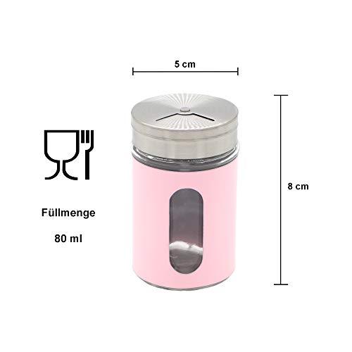 Set Spice Shaker Salt Shaker Glass & Stainless Steel met roterende deksel en viewing window spice glas opbergglas (12er… - Afbeelding 3