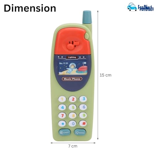 Image of FunBlast Cartoon Musical Mobile Phone for Kids, Mobile with Light & Sound Toys for Babies | Educational Toys for Kids 3+ Years /Boys /Girls-1 Unit (Green-D)