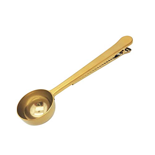 Coffee Scoop Clip 2-in-1 Stainless Steel Espresso Tea Coffee Measuring Scoop with Long Handle for Tearoom Coffee Room Bar