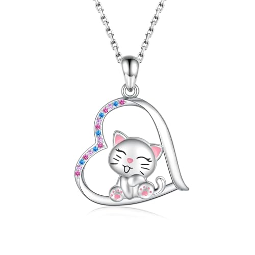 Cute cat necklace, pendant necklace for girls, for girls, boys, sons, granddaughters, birthdays, Christmas, graduation gifts, jewelry for girls over 3 years old.