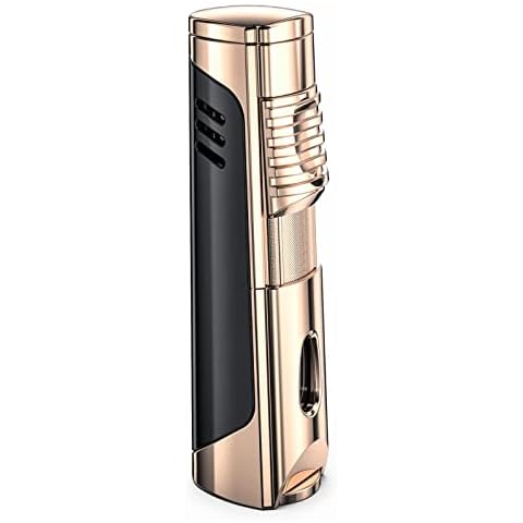 jopoo Butane Gas Refillable Cool Windproof Jet Gas Lighter - (Sold without Gas), Blue,gold,black Cover