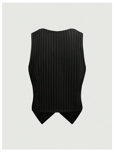 SOLY HUX Women's Striped V Neck Sleeveless Button Front Blazer Vest Waistcoat2