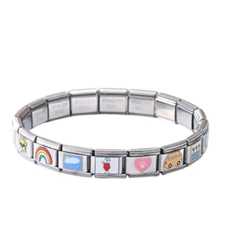 KEMUZ - KEMUZ Bracelet Italien Élégant avec Charms, Bracelet Souple à Motif arc-en-ciel pour Femme, Cadeau Unique pour Vie de loisir, 1 Pièce