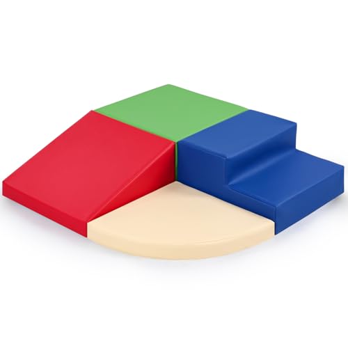 Sumbababy Soft Climbing Blocks for Toddlers: Waterproof PU Leather Play Set - 4 PCS Indoor Climber Toys for Kids - Outdoor Playground Equipment - Ideal Gift for Daycare & Preschool