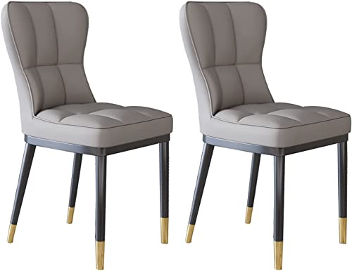KUANGGE (2 Piezas) Silla de Comedor, Silla de Oficina Acolchada de PU nórdica para Hotel/Restaurante, Silla de Escritorio con Marco de Hierro Negro Dorado Simple, Silla de Maquillaje Multifuncional