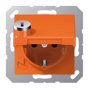 Prise de courant CEE 7/3 Orange JUNG IP44 évite l'infiltration d'eau 250V