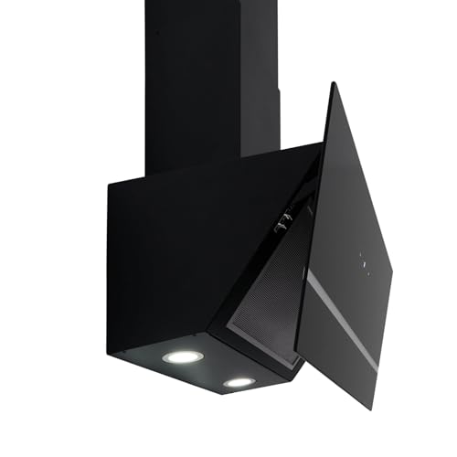 Respekta Dunstabzugshaube kopffrei / Dunstabzugshaube schräg 60 cm / Metallgehäuse mit Glasschirm in Schwarz / Abluft - und Umluftfunktion / CH24060SAM / A / 54 – 67,5 dB