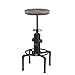 IKAYAA Metal Industrial Taburete de Barra Ajustable en Altura Mesa giratoria de Madera de Pino Cocina de Comedor Silla de Estilo de Pipa Barstool W/reposapiés