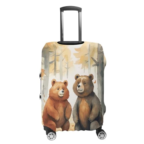 Bear in Woods Luggage Cover Tsa Approved Suitcase Covers for Luggage Elastic Washable Suit Case Covers Anti-Scratch Travel Luggages Sleeve Suitcase Protector Fits 19-30 Inch Case(S)4