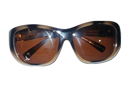 Solar Shield Polarized Fits over Women's GLAM Brown Gold Rectangular Size Large