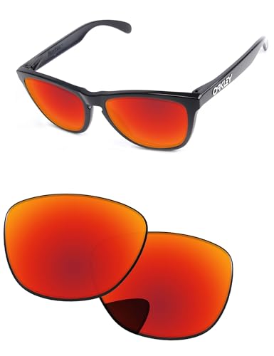 PapaViva Replacement Lenses for Oakley Frogskins OO9013 55mm Sunglass Fire Red Pro+ Anti-reflective Polarized