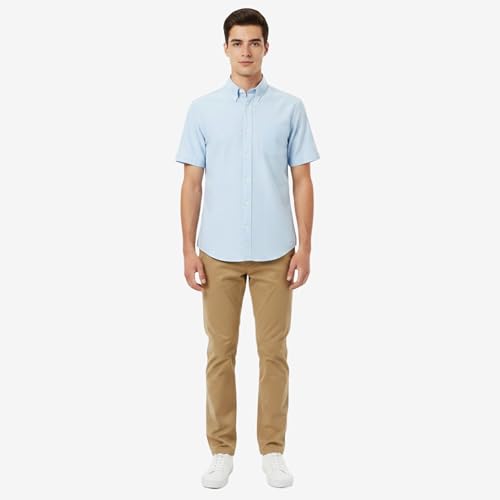 Image of French Toast Men's Oxford Button Down Shirt with Expandable Collar and Short Sleeves